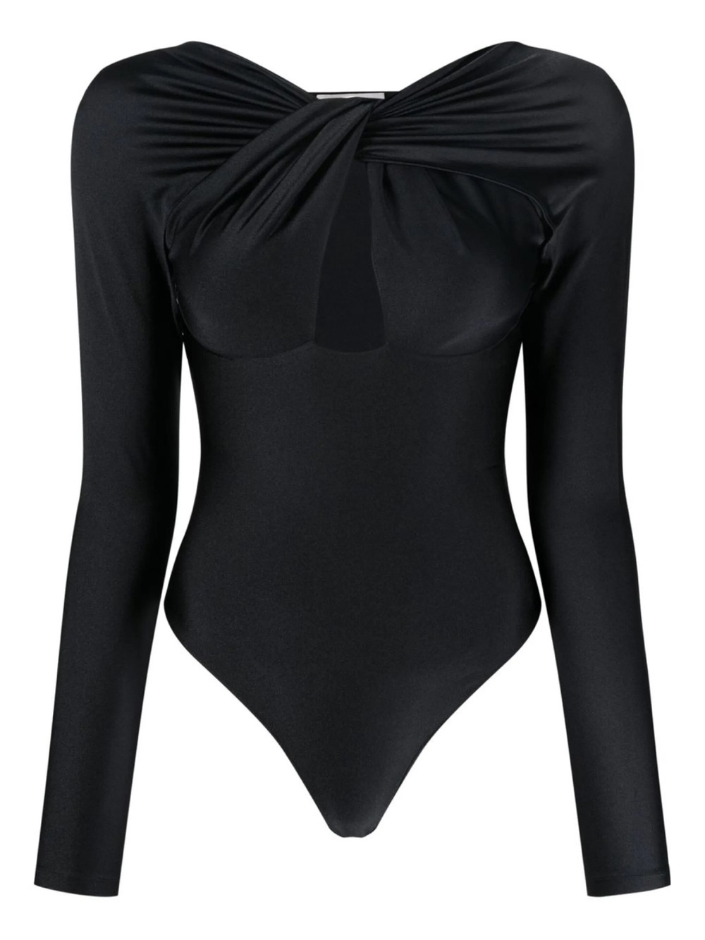 Coperni Black Long-Sleeve Twist Front Bodysuit